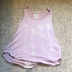 Pink tank top with lace back detail
